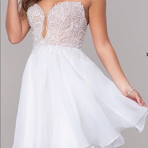 Simple Dresses Embroidered-Bodice Homecoming Dress